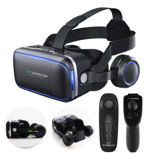 Gafas 3D de realidad virtual para smartphones, cascos estéreo VR con control remoto para iOS y Android