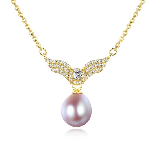 Collar de perlas de agua dulce de plata de ley 925 para mujer, joyería fina