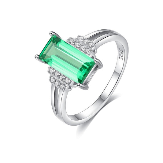 Anillo femenino de turmalina geométrica de moda
